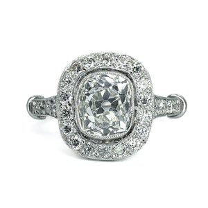 Deco 1ct Old Cut Diamond Cluster Ring - Saddingtons Jewellery Stand 375