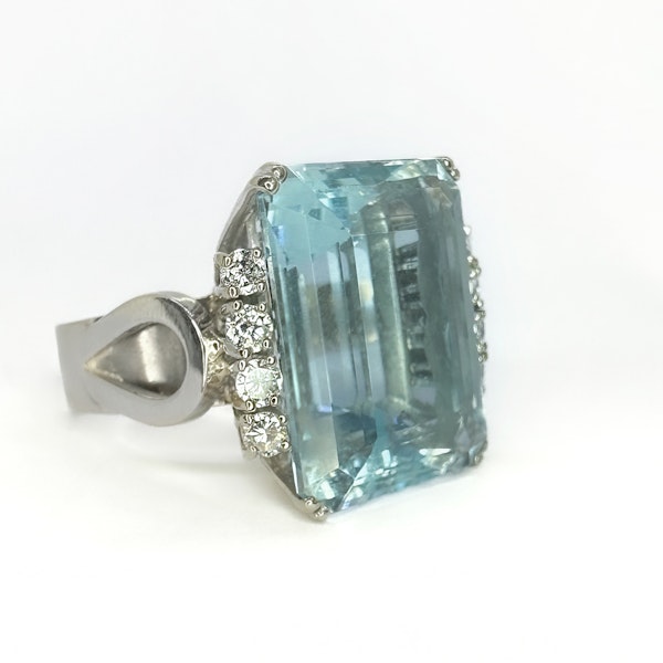 21ct Aquamarine & Diamond Cocktail Ring - Saddingtons Jewellery Stand 375 - image 2