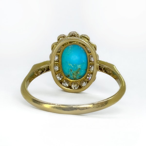 Antique Turquoise & Diamond Cluster Ring - Saddingtons Jewellery Stand 375 - image 3