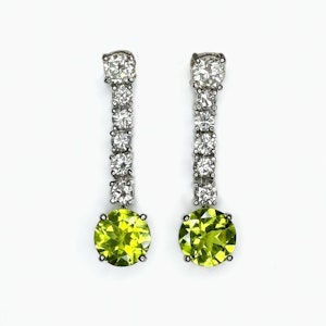 Diamond & Peridot Drop Earrings - Saddingtons Jewellery Stand 375