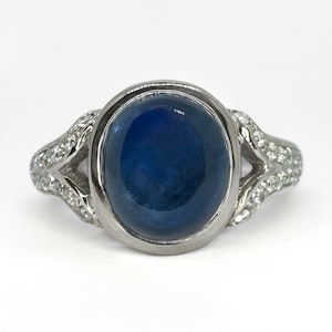 Sapphire and Diamond Cabochon Ring - Saddingtons Jewellery Stand 375