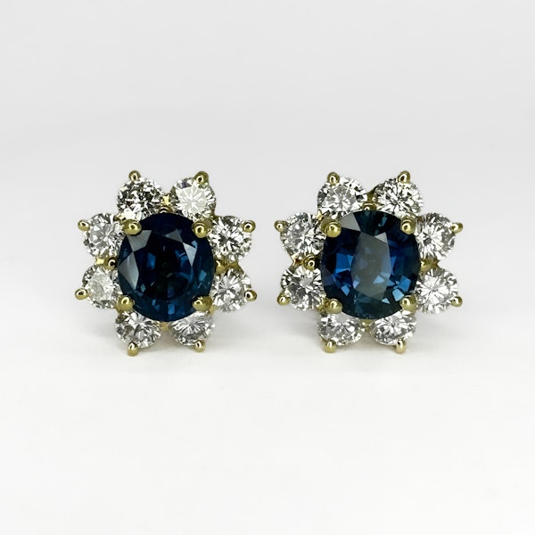 Sapphire & Diamond Cluster Earrings - Saddingtons Jewellery Stand 375 - image 1