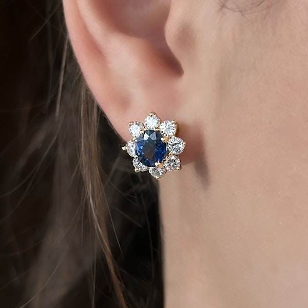 Sapphire & Diamond Cluster Earrings - Saddingtons Jewellery Stand 375 - image 2