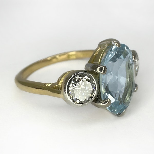 Aquamarine Diamond Trilogy Ring - Saddingtons Jewellery Stand 375 - image 2