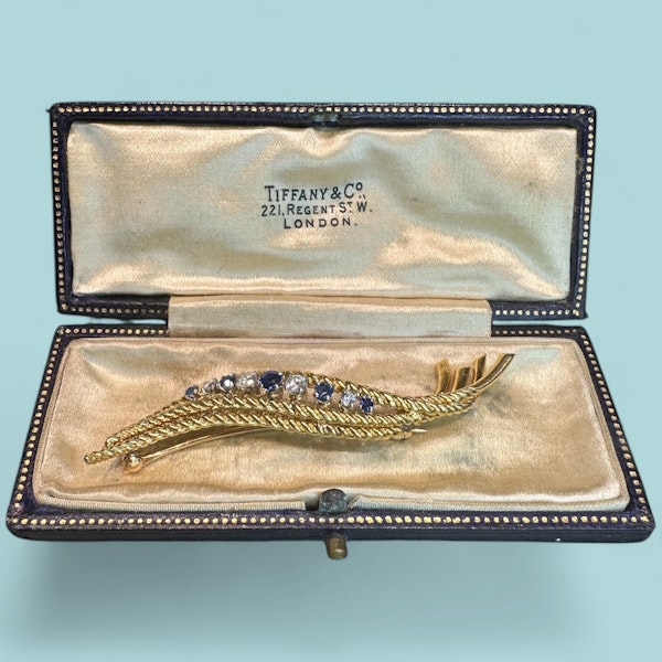 Vintage Tiffany & Co. Diamond & Sapphire Brooch - image 2