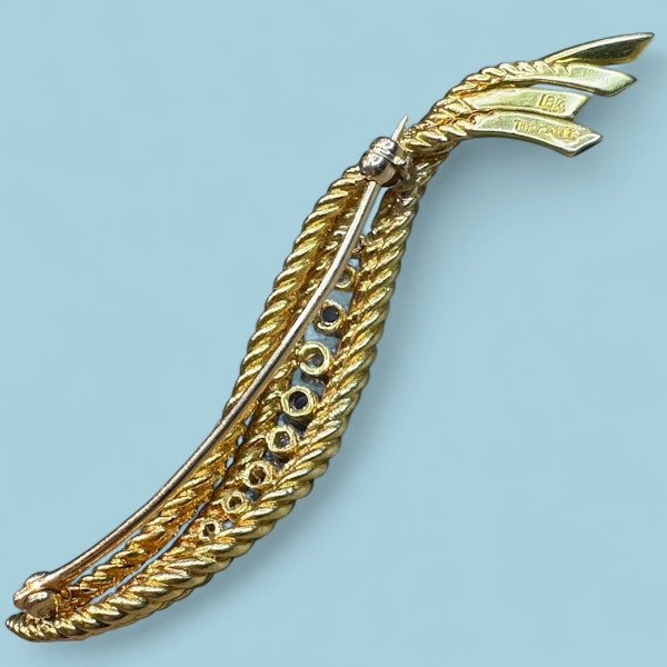 Vintage Tiffany & Co. Diamond & Sapphire Brooch - image 3