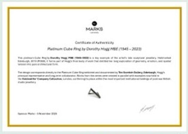 Dorothy Hogg MBE – Platinum “Cube Ring”, 2019 - info@marksjewellery.co.uk - image 4