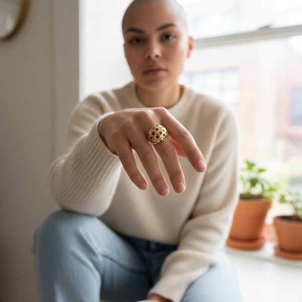 Diamond & Yellow Quartz Bombe Ring - 18k Yellow Gold - info@marksjewellery.co.uk - image 2