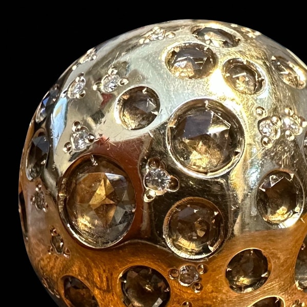 Diamond & Yellow Quartz Bombe Ring - 18k Yellow Gold - info@marksjewellery.co.uk - image 4