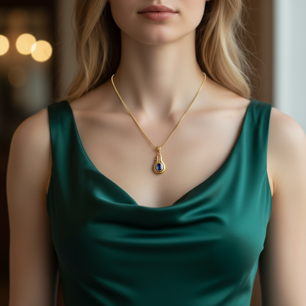 Timeless Elegance: Ceylon Sapphire Pendant in 18k Gold - image 1