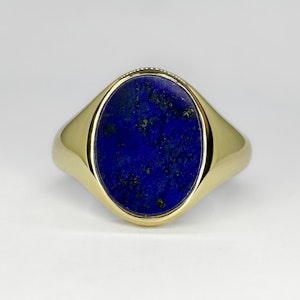 Lapis Oval Signet Ring - Saddingtons Jewellery stand 375
