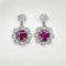 Ruby & Diamond Flower Earrings - Saddingtons Jewellery Stand 375 - image 1