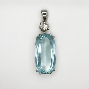 Aquamarine And Diamond Pendant - Saddingtons Jewellery Stand 375