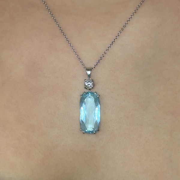 Aquamarine And Diamond Pendant - Saddingtons Jewellery Stand 375 - image 3