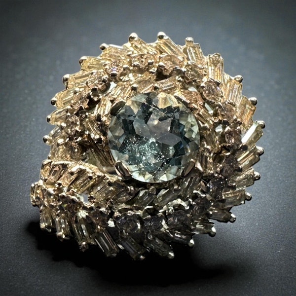 Eternal Elegance: Aquamarine & Diamond Cocktail Ring - image 2