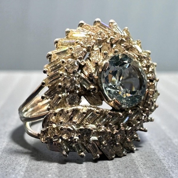 Eternal Elegance: Aquamarine & Diamond Cocktail Ring - image 4