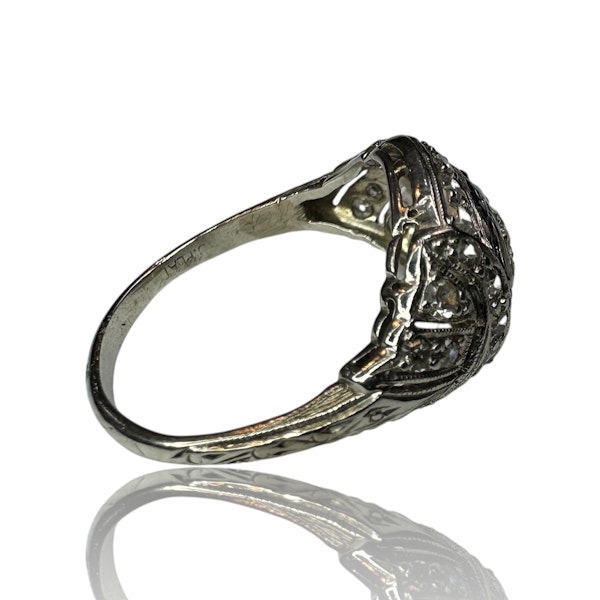 Art-Deco Style Diamond & Sapphire Platinum Ring - image 5