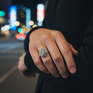 Lily Pad Diamond Ring in 18k White Gold