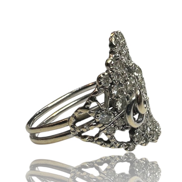 Lily Pad Diamond Ring in 18k White Gold - image 3