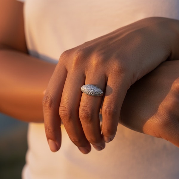 1950's Platinum Pavé Diamond Ring - image 1