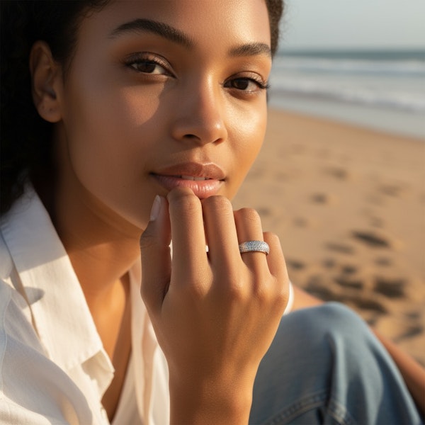 Luxurious Pavé Diamond Band in 18k White Gold - image 1
