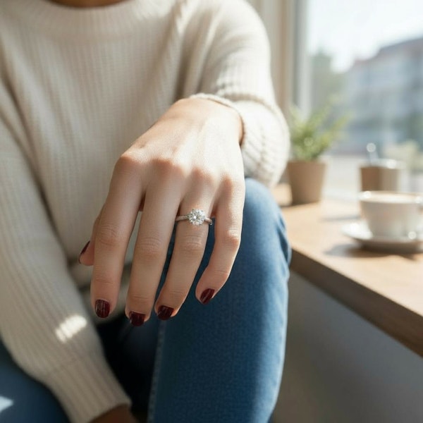 Elegant 1.00ct Diamond Solitaire Ring in 18k White Gold - image 2