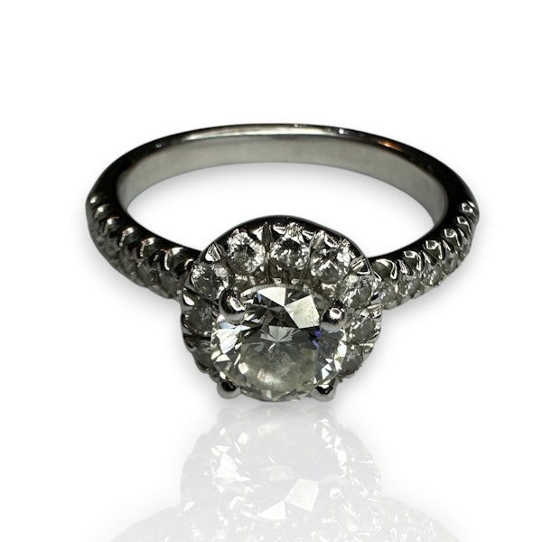 18k White Gold Halo Diamond Ring - 0.71ct - image 1