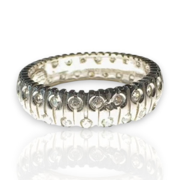 An elegant Flush-Set Diamond Band in 18k White Gold - image 3