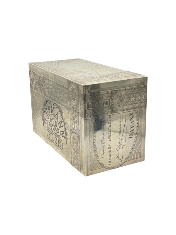 Antique Russian silver trompe l'oeil large cigar box, Moscow, 1888 by Ovchinnikov. - image 2