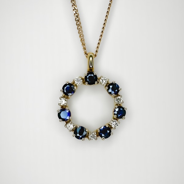 Circular Diamond Sapphire Pendant - Saddingtons Jewellery Stand 375 - image 1