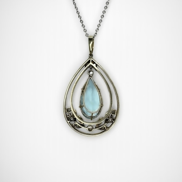 Pear Drop Aquamarine Diamond Pendant - Saddingtons Jewellery Stand 375 - image 3
