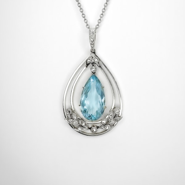 Pear Drop Aquamarine Diamond Pendant - Saddingtons Jewellery Stand 375 - image 1