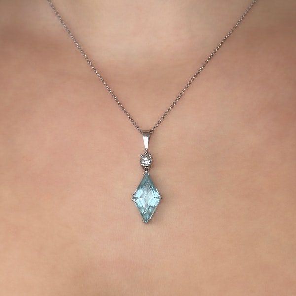 Aquamarine and Diamond Drop Pendant - Saddingtons Jewellery Stand 375 - image 2