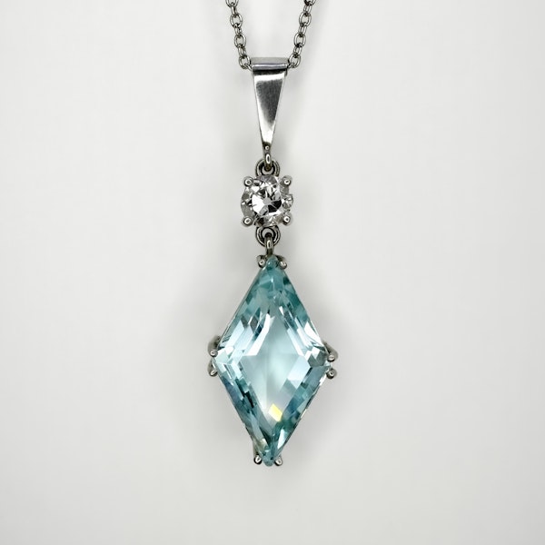 Aquamarine and Diamond Drop Pendant - Saddingtons Jewellery Stand 375 - image 1