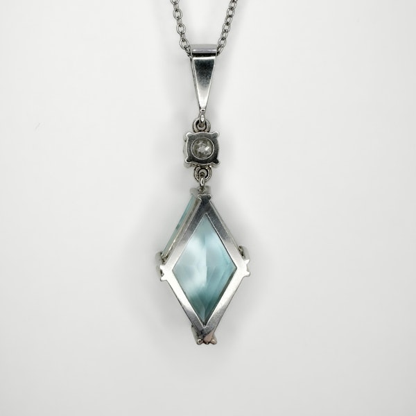 Aquamarine and Diamond Drop Pendant - Saddingtons Jewellery Stand 375 - image 3