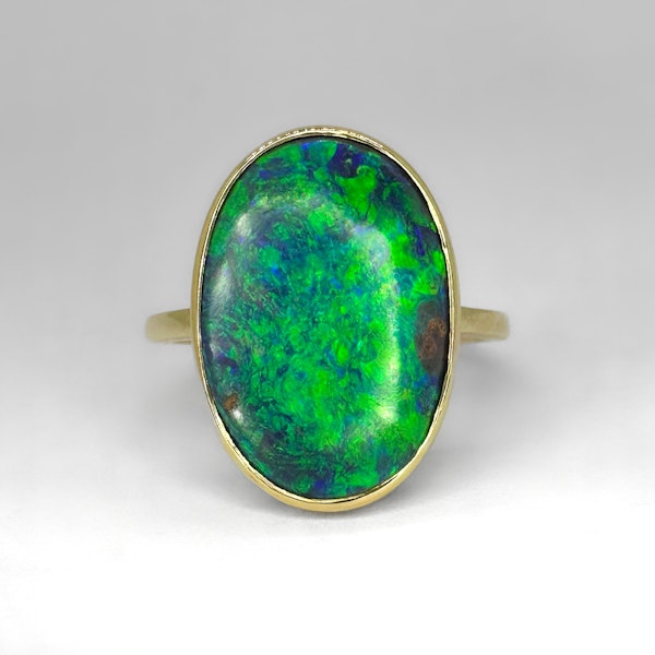 Antique Oval Black Opal Ring - Saddingtons Jewellery Stand 375 - image 1