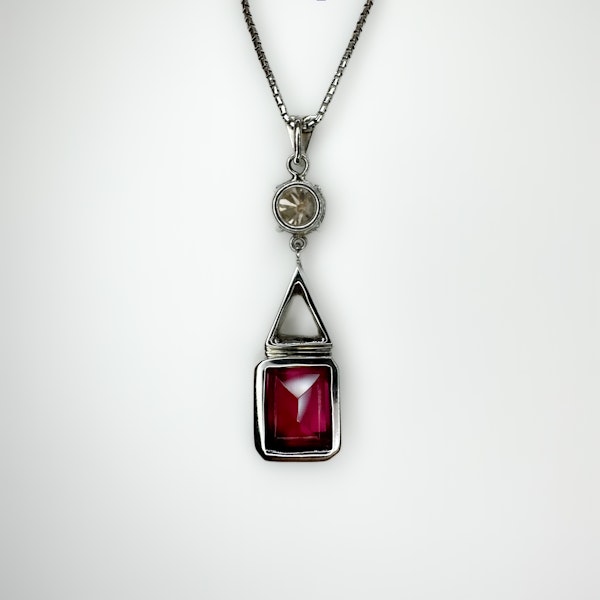 Deep Pink Tourmaline Diamond Drop Pendant - Saddingtons Jewellery Stand 375 - image 3