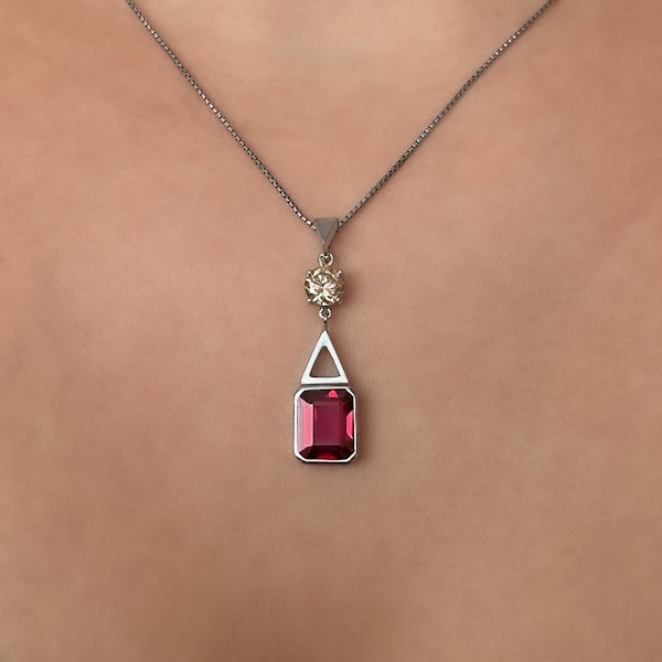 Deep Pink Tourmaline Diamond Drop Pendant - Saddingtons Jewellery Stand 375 - image 2