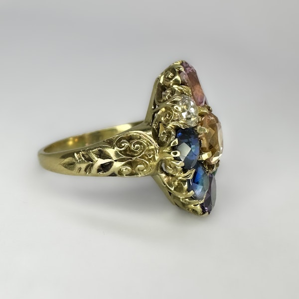 Rare Antique Multi Gem Cluster Ring - Saddingtons Jewellery Stand 375 - image 2