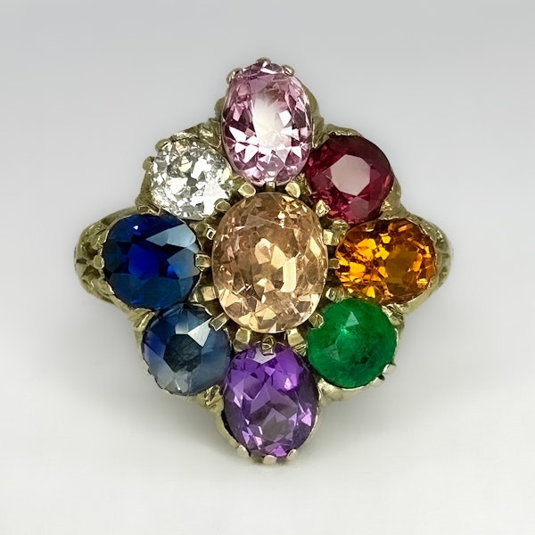 Rare Antique Multi Gem Cluster Ring - Saddingtons Jewellery Stand 375 - image 1