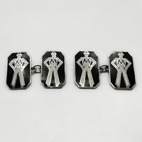 Art Deco Enamelled Jazz Man Cufflinks - Saddingtons Jewellery Stand 375 - image 1