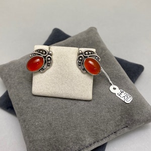 Georg Jensen Carnelian Silver clip Earrings date 2005, SHAPIRO & Co since 1979