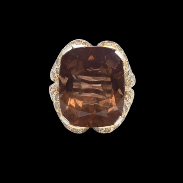 Vintage Smokey Quartz and Diamond Ring. - image 2