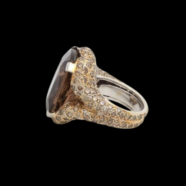 Vintage Smokey Quartz and Diamond Ring. - image 3