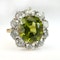 Peridot & Old Cut Diamond Cluster Ring - image 3