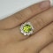 Peridot & Old Cut Diamond Cluster Ring - image 2