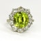 Peridot & Old Cut Diamond Cluster Ring - image 1