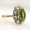 Peridot & Old Cut Diamond Cluster Ring - image 4