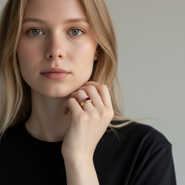 1.5ct Natural Ruby • 18k Yellow Gold • French Mark - image 6