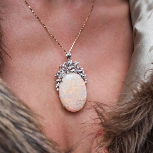 Large Opal Diamond Pendant/Brooch at Deco&Vintage Ltd - image 1